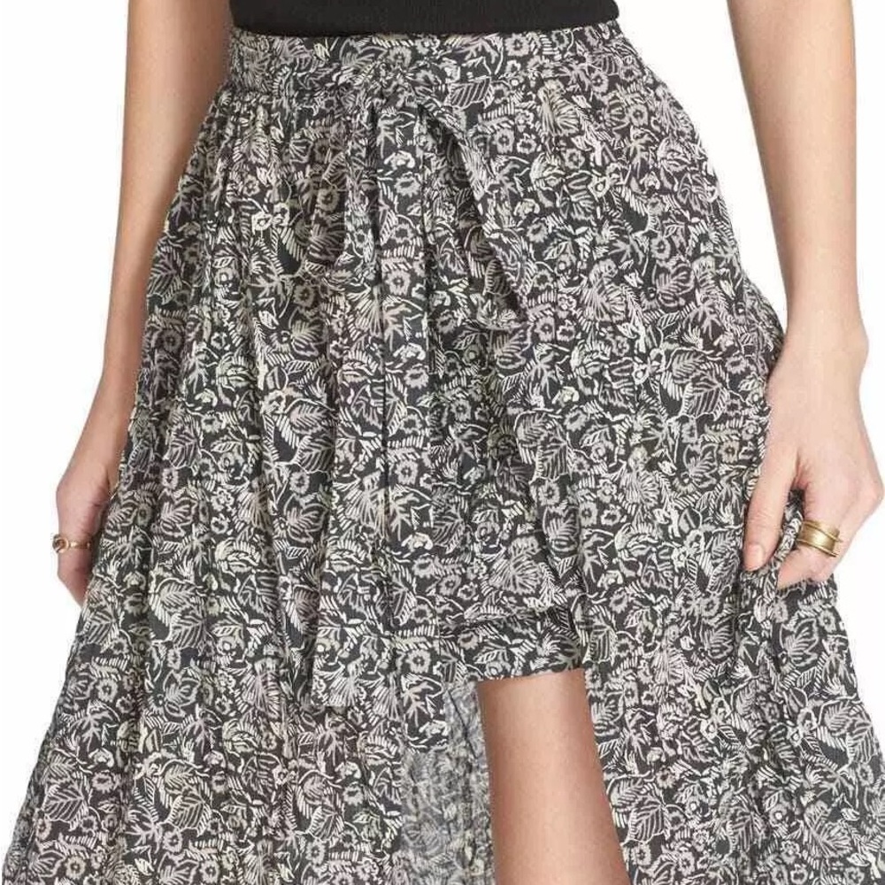 Free People Love Train Wrap Skirt Over Mini Skirt Black Combo - Picture 3 of 6